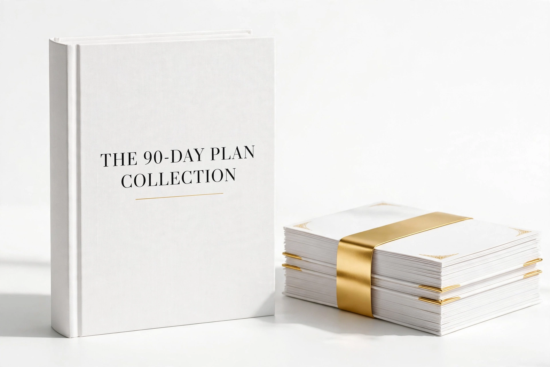 The 90-Day Plan Collection — premium mockup of the complete 10-guide bundle